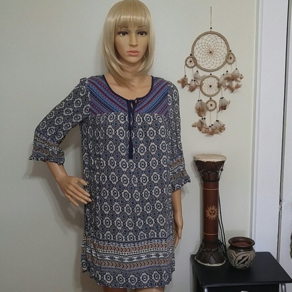 Flying Tomato boho festival mini shift dress size medium